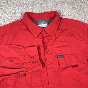 Columbia Omni Shade Sun Protection Shirt Mens Medium Red Long Sleeve